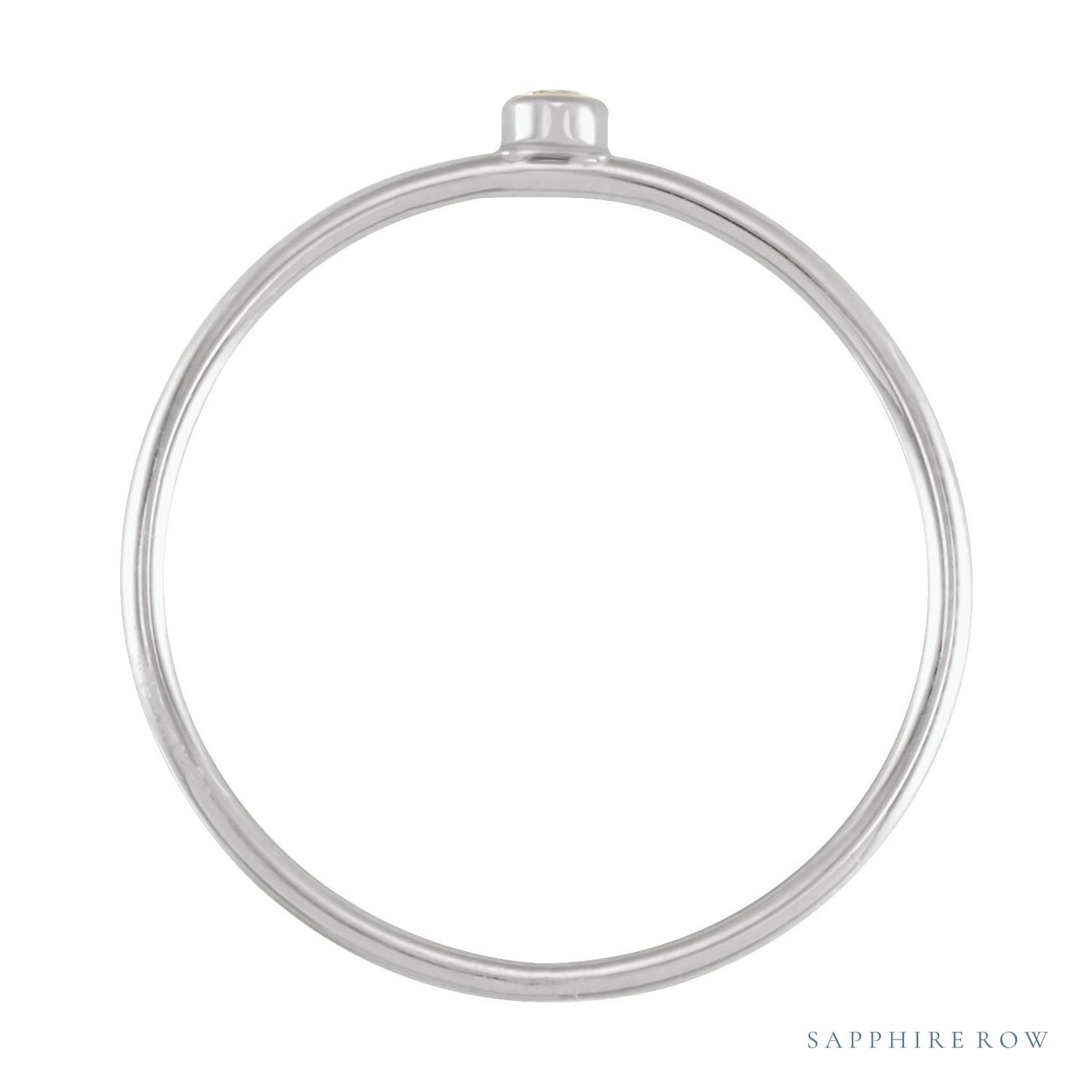 Sapphire Row Natural Diamond Mini Bezel Solitaire Stacking Ring - 14K White Gold (view 2)