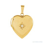 Sapphire Row Engravable Natural Diamond Heart Locket - 14K Yellow Gold