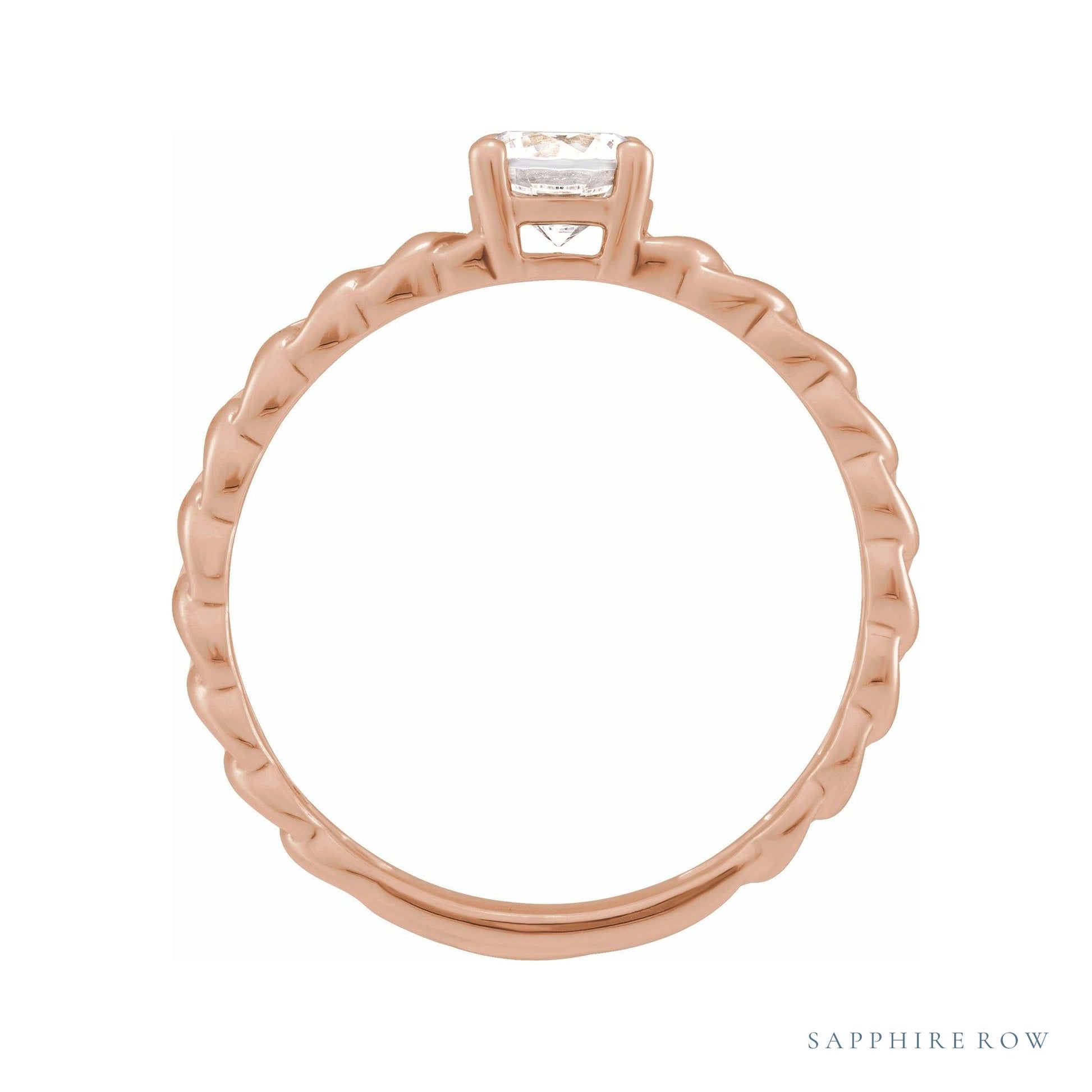 Sapphire Row Lab-Grown Diamond Solitaire Chain Ring - 14K Rose Gold (view 3)