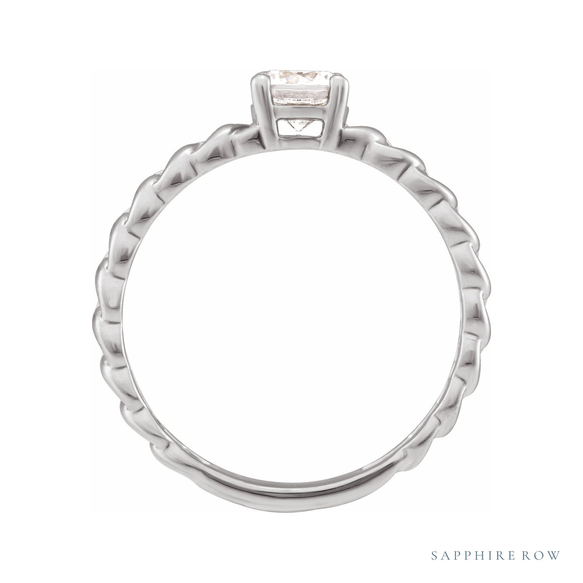 Sapphire Row Lab-Grown Diamond Solitaire Chain Ring - 14K White Gold (view 3)