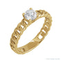 Sapphire Row Lab-Grown Diamond Solitaire Chain Ring - 14K Yellow Gold