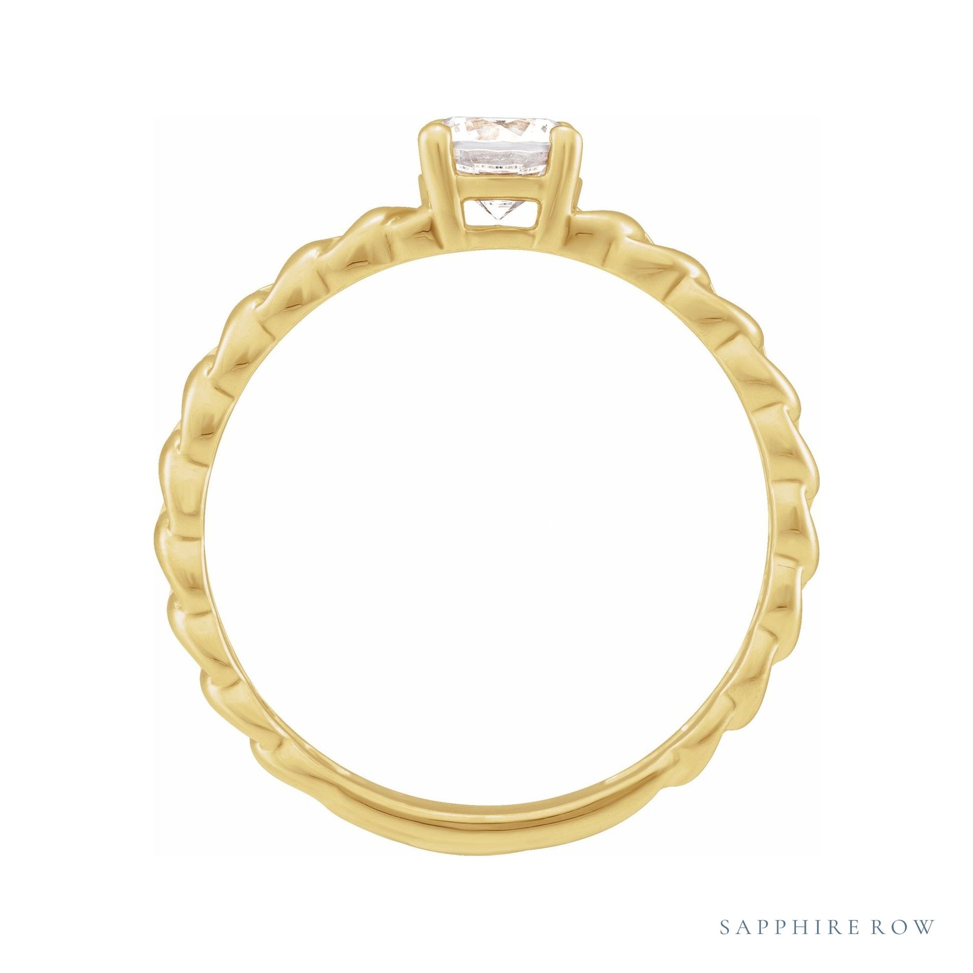 Sapphire Row Lab-Grown Diamond Solitaire Chain Ring - 14K Yellow Gold (view 3)
