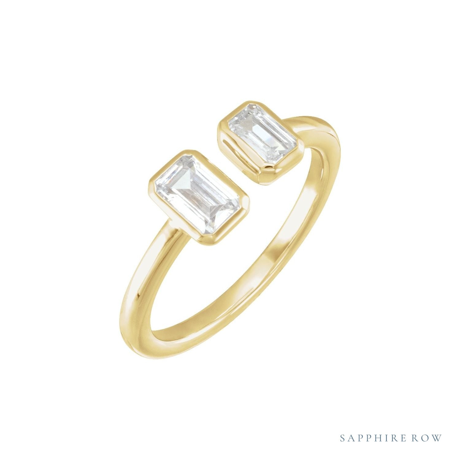 Sapphire Row Lab-Grown Diamond Emerald-Cut Wrap Ring - 14K Yellow Gold