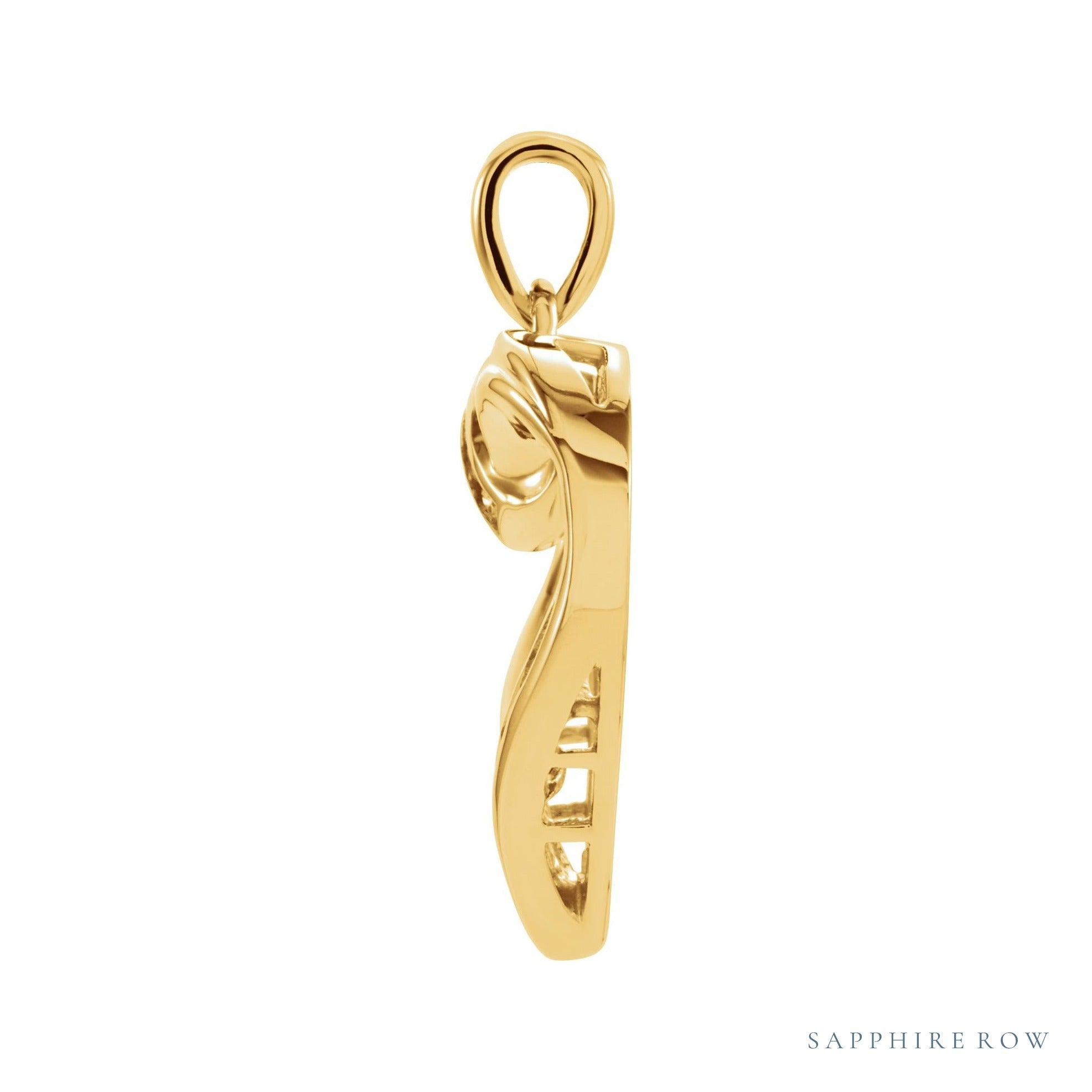 Sapphire Row Natural Diamond Heart Pendant - 14K Yellow Gold (view 2)