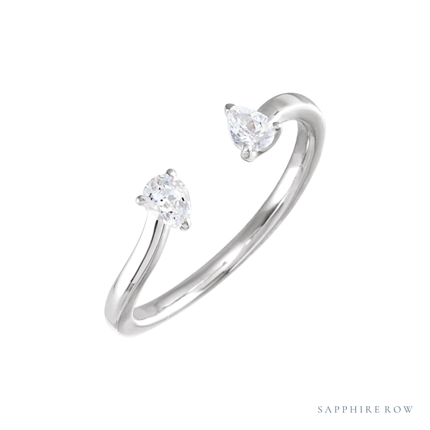 Sapphire Row Lab-Grown Diamond Pear-Cut Wrap Ring - 14K White Gold
