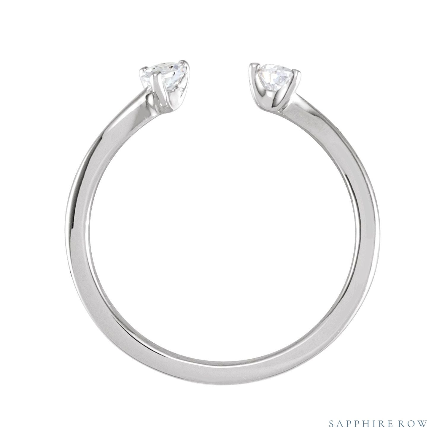 Sapphire Row Lab-Grown Diamond Pear-Cut Wrap Ring - 14K White Gold (view 2)