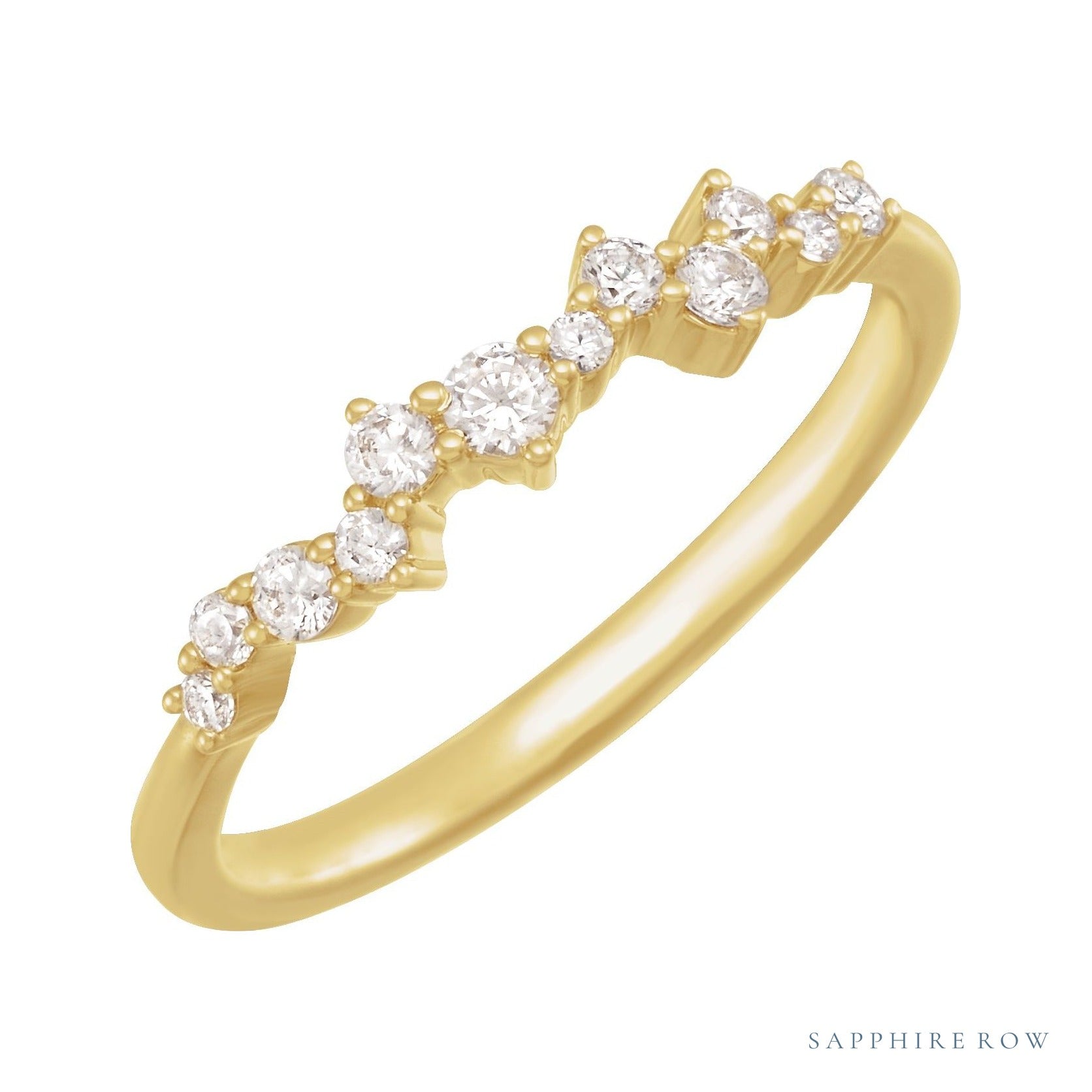 Sapphire Row Lab-Grown Diamond Scattered Stacking Ring - 14K Yellow Gold