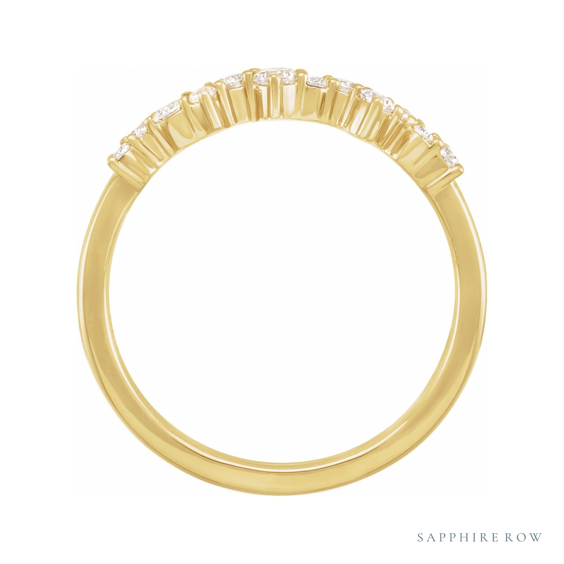Sapphire Row Lab-Grown Diamond Scattered Stacking Ring - 14K Yellow Gold (view 2)