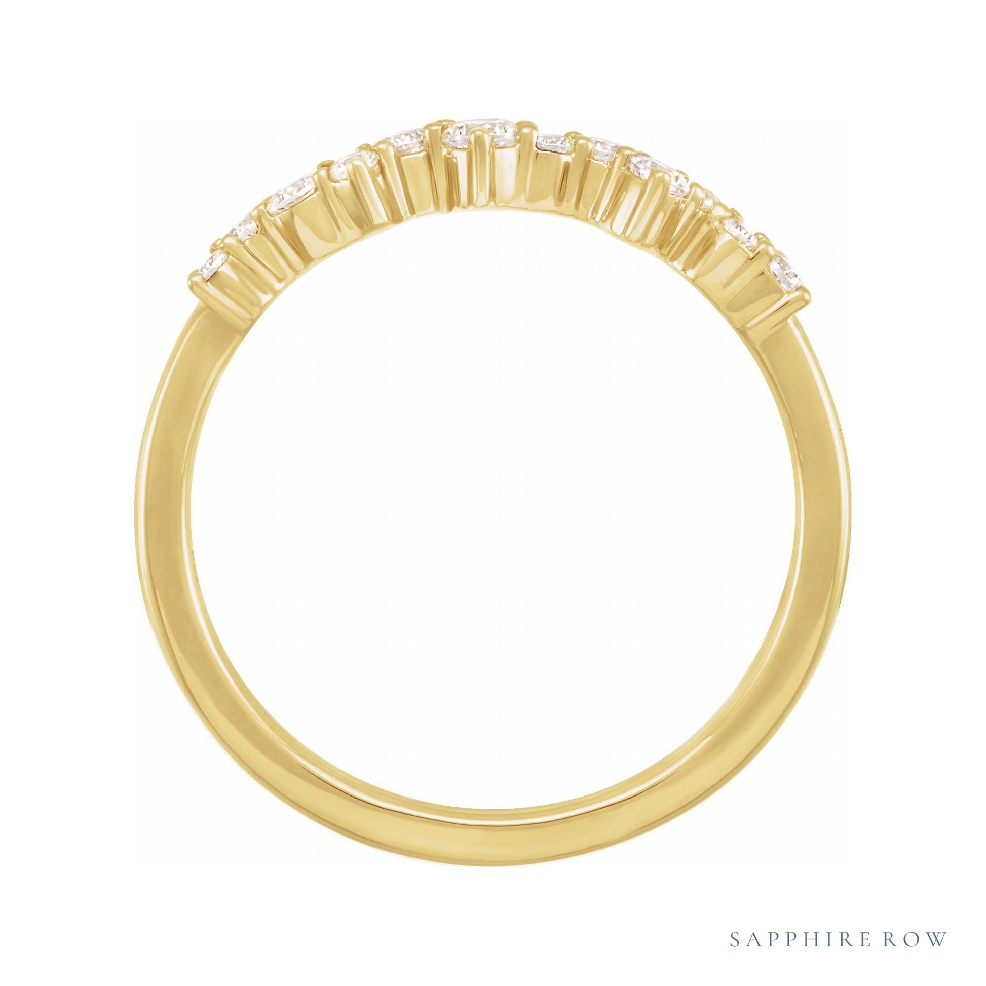 Sapphire Row Lab-Grown Diamond Scattered Stacking Ring - 14K Yellow Gold (view 2)