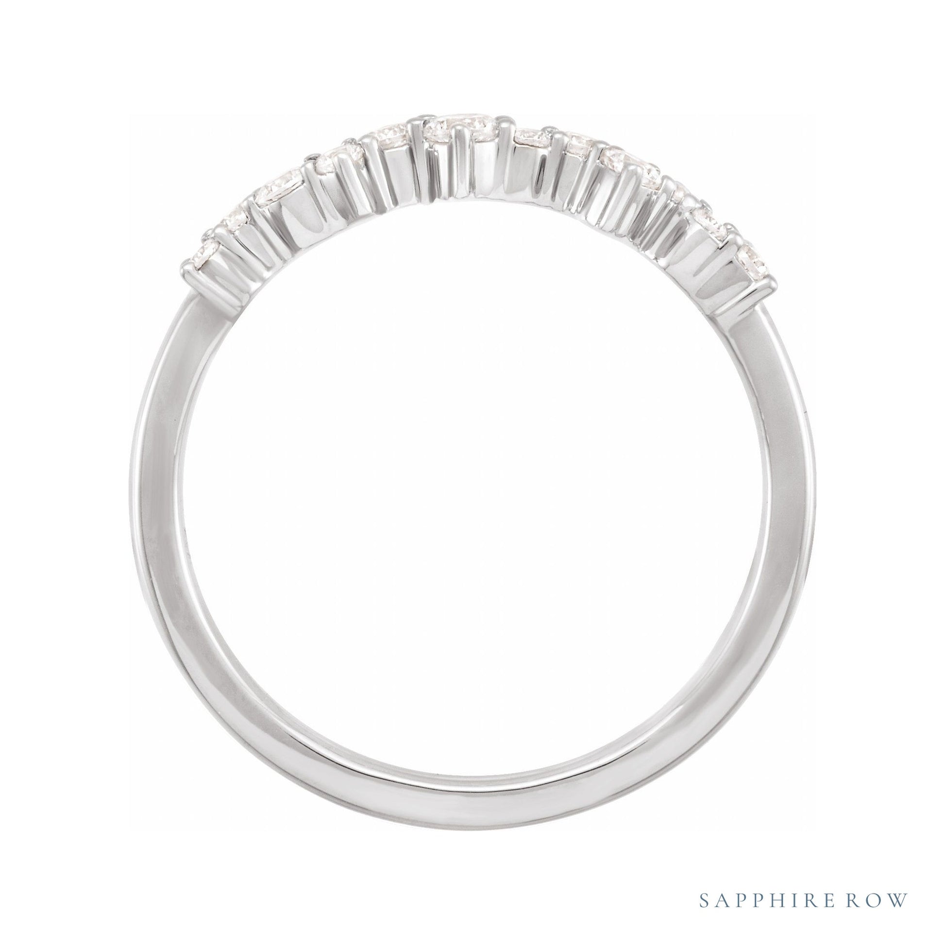 Sapphire Row Lab-Grown Diamond Scattered Stacking Ring - 14K White Gold (view 2)