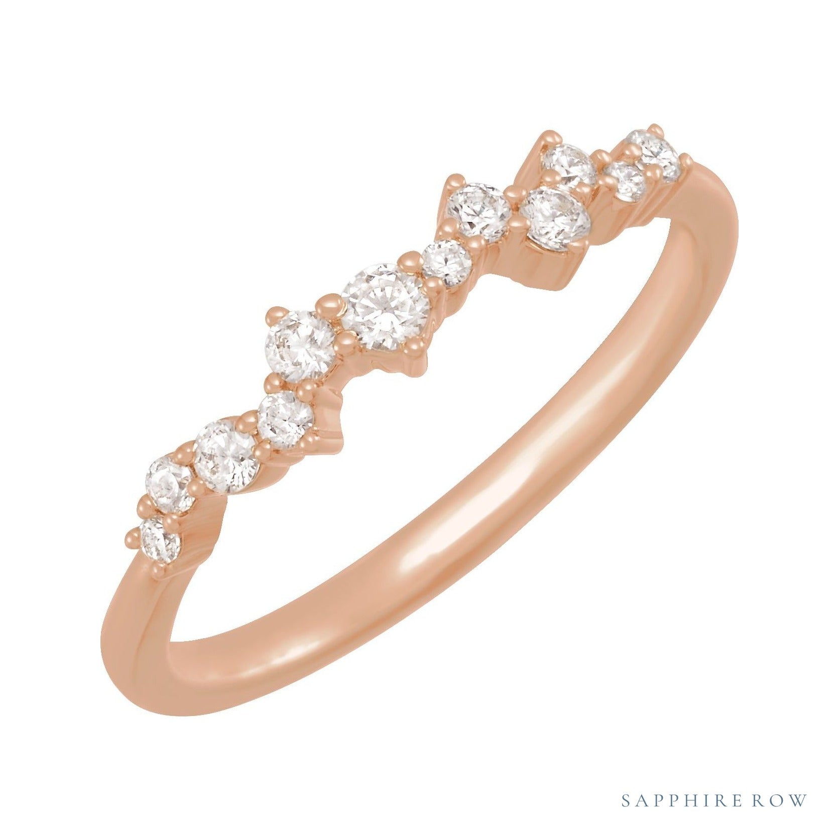 Sapphire Row Lab-Grown Diamond Scattered Stacking Ring - 14K Rose Gold