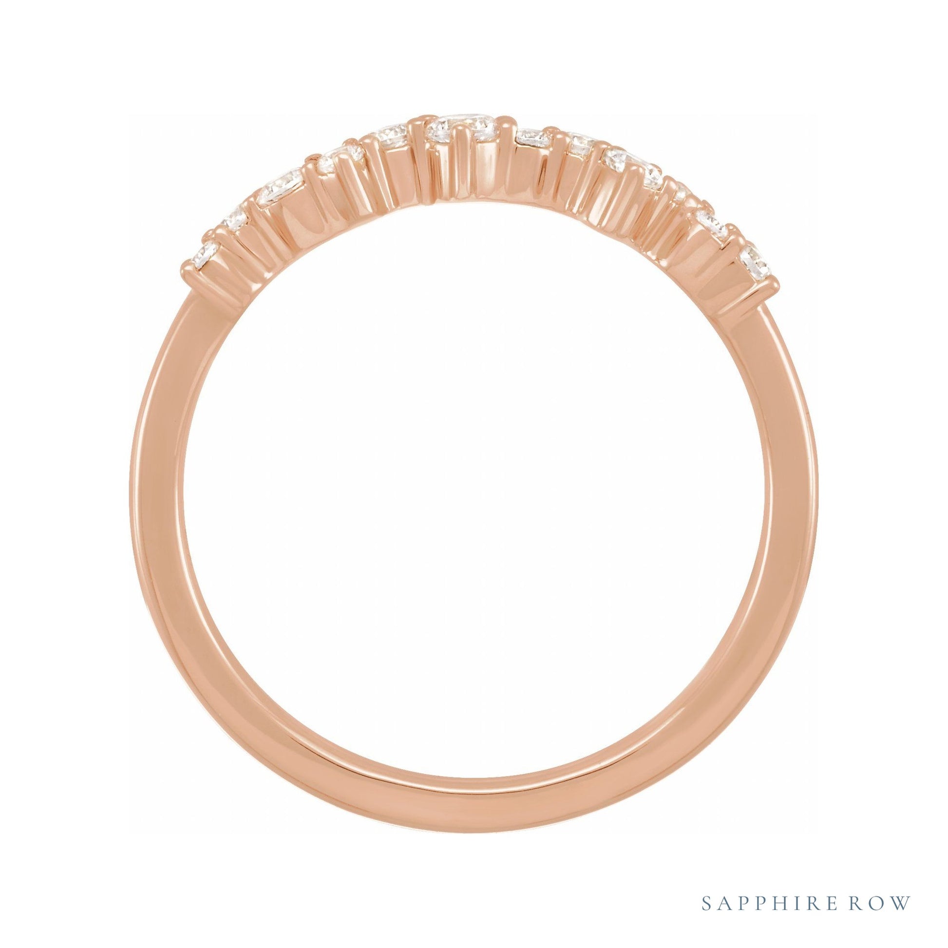 Sapphire Row Lab-Grown Diamond Scattered Stacking Ring - 14K Rose Gold (view 2)