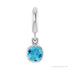 Sapphire Row Natural Gemstone Round Bezel Dangle Charm - Blue Zircon, Platinum