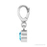 Sapphire Row Natural Gemstone Round Bezel Dangle Charm - Blue Zircon, Platinum (view 3)