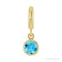 Sapphire Row Natural Gemstone Round Bezel Dangle Charm - Aquamarine, 14K Yellow Gold