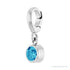 Sapphire Row Natural Gemstone Round Bezel Dangle Charm - Blue Zircon, 14K White Gold (view 2)