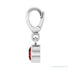 Sapphire Row Natural Gemstone Round Bezel Dangle Charm - Mozambique Garnet, Platinum (view 3)