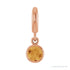 Sapphire Row Natural Gemstone Round Bezel Dangle Charm - Citrine, 14K Rose Gold