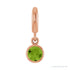 Sapphire Row Natural Gemstone Round Bezel Dangle Charm - Peridot, 14K Rose Gold