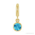 Sapphire Row Natural Gemstone Round Bezel Dangle Charm - Blue Zircon, 14K Yellow Gold