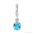 Sapphire Row Natural Gemstone Round Bezel Dangle Charm - Aquamarine, Platinum