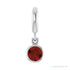 Sapphire Row Natural Gemstone Round Bezel Dangle Charm - Mozambique Garnet, 14K White Gold
