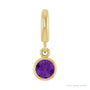 Sapphire Row Natural Gemstone Round Bezel Dangle Charm - Amethyst, 14K Yellow Gold