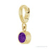 Sapphire Row Natural Gemstone Round Bezel Dangle Charm - Amethyst, 14K Yellow Gold (view 2)