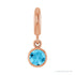 Sapphire Row Natural Gemstone Round Bezel Dangle Charm - Aquamarine, 14K Rose Gold