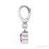 Sapphire Row Natural Gemstone Round Bezel Dangle Charm - Pink Tourmaline, Platinum (view 3)