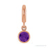 Sapphire Row Natural Gemstone Round Bezel Dangle Charm - Amethyst, 14K Rose Gold