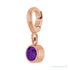 Sapphire Row Natural Gemstone Round Bezel Dangle Charm - Amethyst, 14K Rose Gold (view 2)
