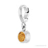 Sapphire Row Natural Gemstone Round Bezel Dangle Charm - Citrine, 14K White Gold (view 2)