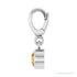 Sapphire Row Natural Gemstone Round Bezel Dangle Charm - Citrine, 14K White Gold (view 3)