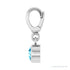 Sapphire Row Natural Gemstone Round Bezel Dangle Charm - Aquamarine, 14K White Gold (view 3)