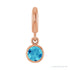Sapphire Row Natural Gemstone Round Bezel Dangle Charm - Blue Zircon, 14K Rose Gold