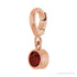 Sapphire Row Natural Gemstone Round Bezel Dangle Charm - Mozambique Garnet, 14K Rose Gold (view 2)