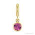 Sapphire Row Natural Gemstone Round Bezel Dangle Charm - Pink Tourmaline, 14K Yellow Gold