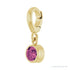 Sapphire Row Natural Gemstone Round Bezel Dangle Charm - Pink Tourmaline, 14K Yellow Gold (view 2)