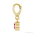 Sapphire Row Natural Gemstone Round Bezel Dangle Charm - Pink Tourmaline, 14K Yellow Gold (view 3)