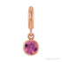 Sapphire Row Natural Gemstone Round Bezel Dangle Charm - Pink Tourmaline, 14K Rose Gold