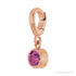 Sapphire Row Natural Gemstone Round Bezel Dangle Charm - Pink Tourmaline, 14K Rose Gold (view 2)