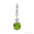 Sapphire Row Natural Gemstone Round Bezel Dangle Charm - Peridot, Platinum
