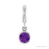 Sapphire Row Natural Gemstone Round Bezel Dangle Charm - Amethyst, Platinum