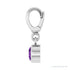 Sapphire Row Natural Gemstone Round Bezel Dangle Charm - Amethyst, 14K White Gold (view 3)