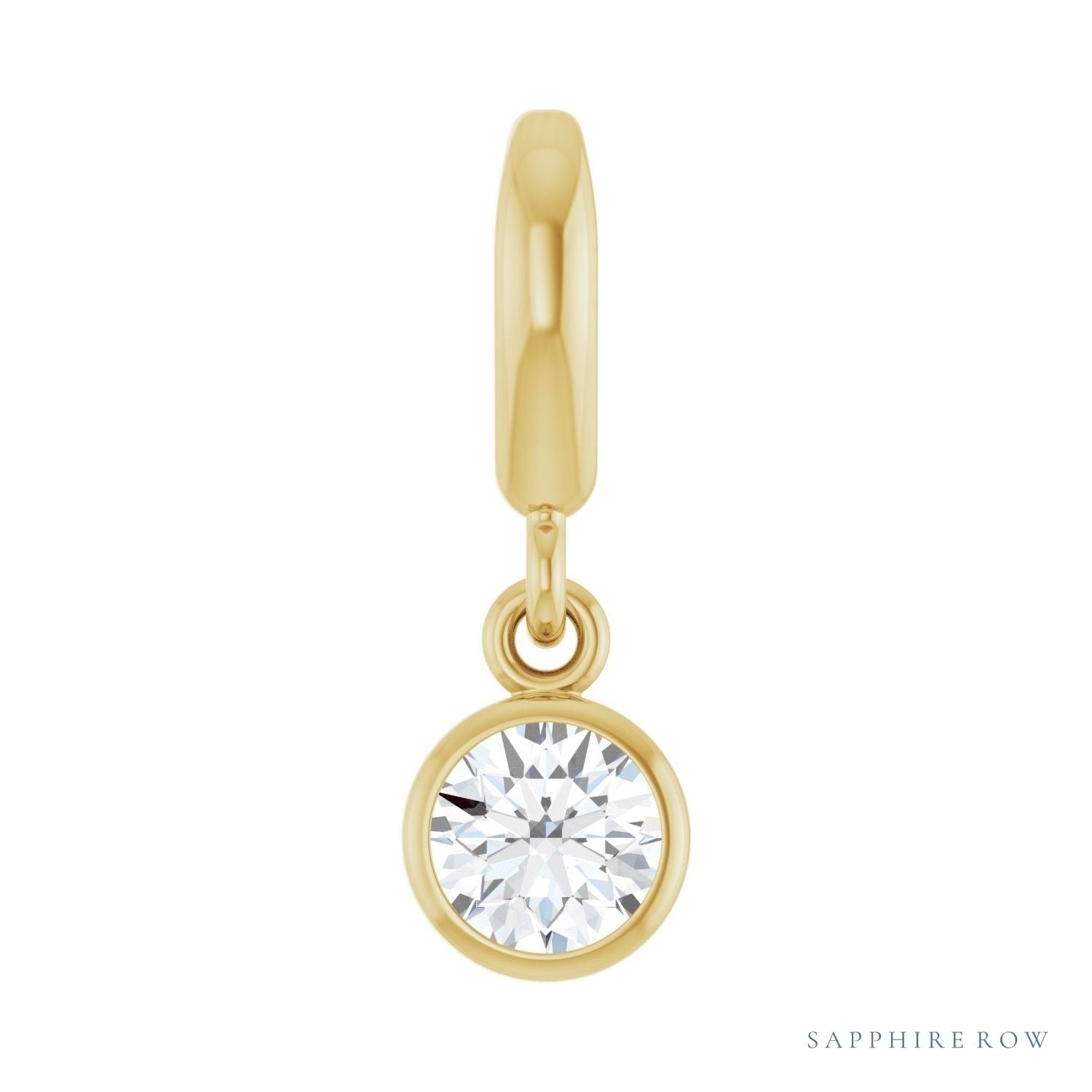 Sapphire Row Natural Gemstone Round Bezel Dangle Charm - Diamond, 14K Yellow Gold
