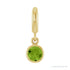Sapphire Row Natural Gemstone Round Bezel Dangle Charm - Peridot, 14K Yellow Gold