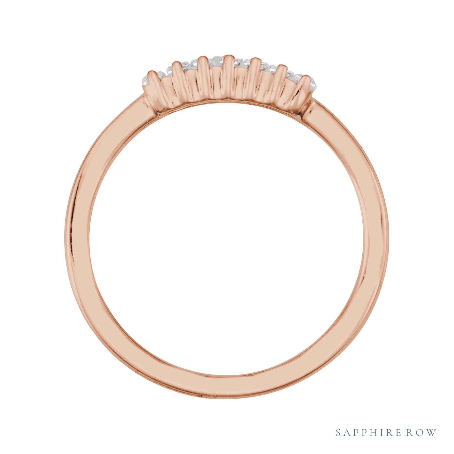 Sapphire Row Lab-Grown Diamond Baguette Bar Ring - 14K Rose Gold (view 2)