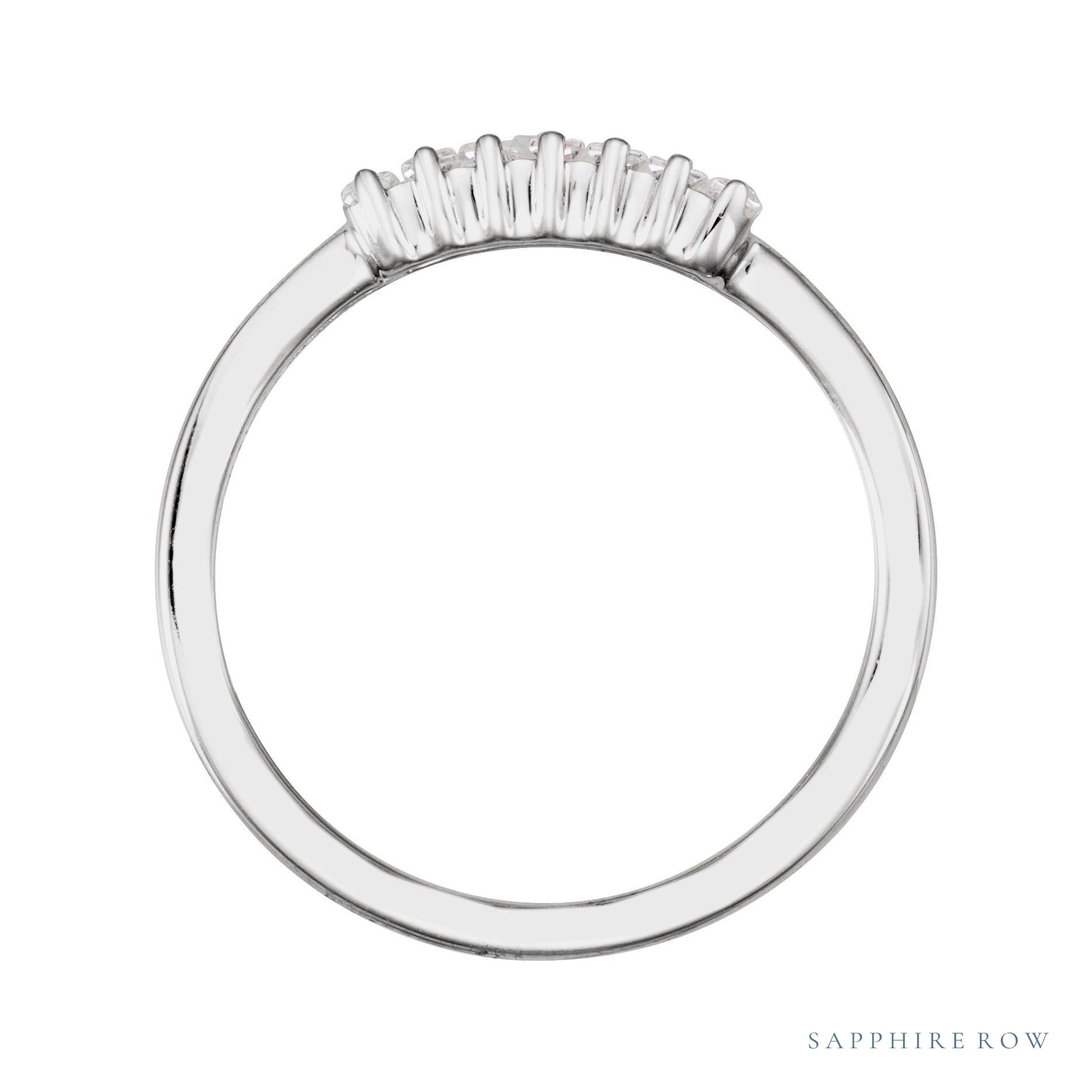 Sapphire Row Lab-Grown Diamond Baguette Bar Ring - 14K White Gold (view 2)