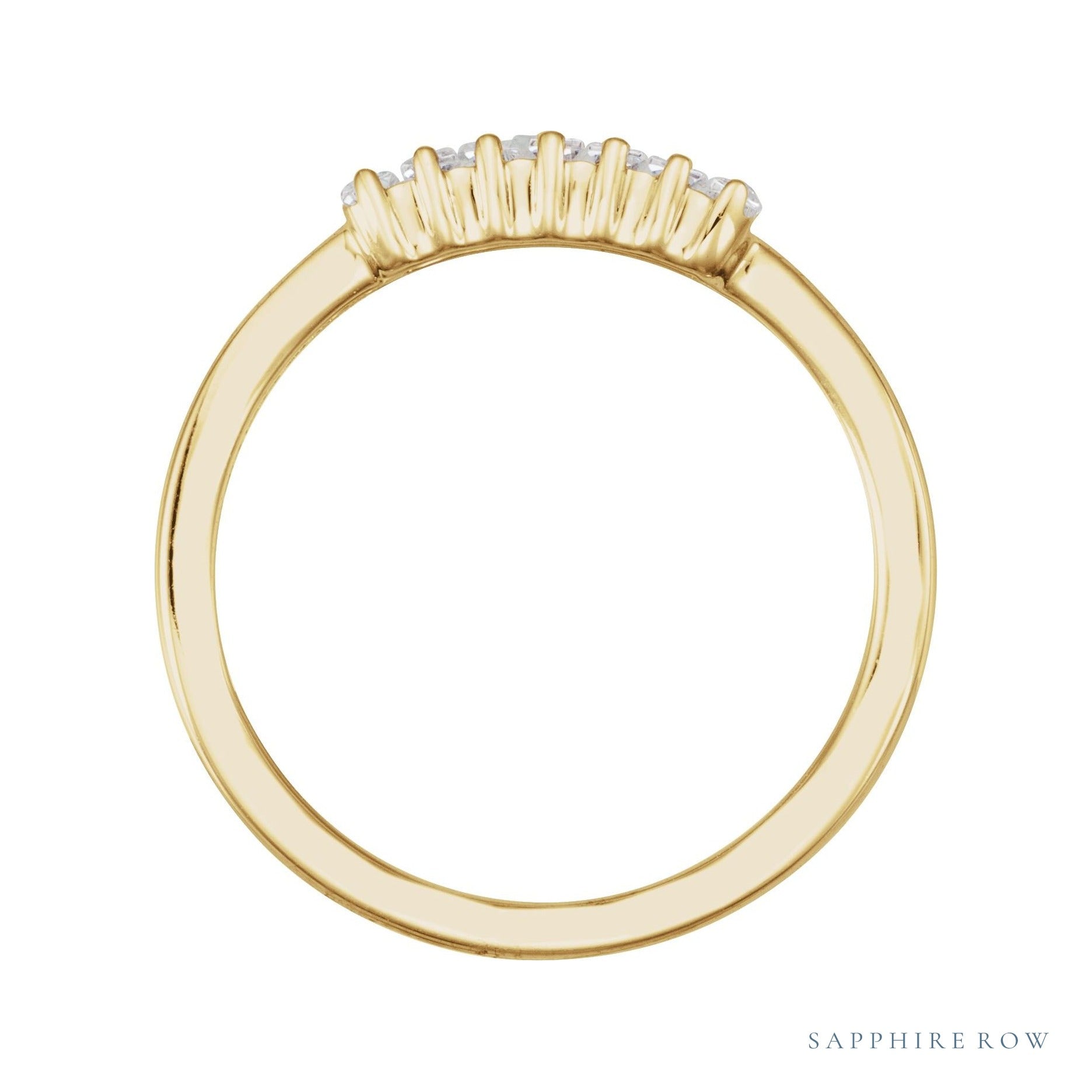 Sapphire Row Lab-Grown Diamond Baguette Bar Ring - 14K Yellow Gold (view 2)